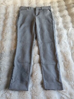 GAP Blue and White Houndstooth Signature Ankle Pants